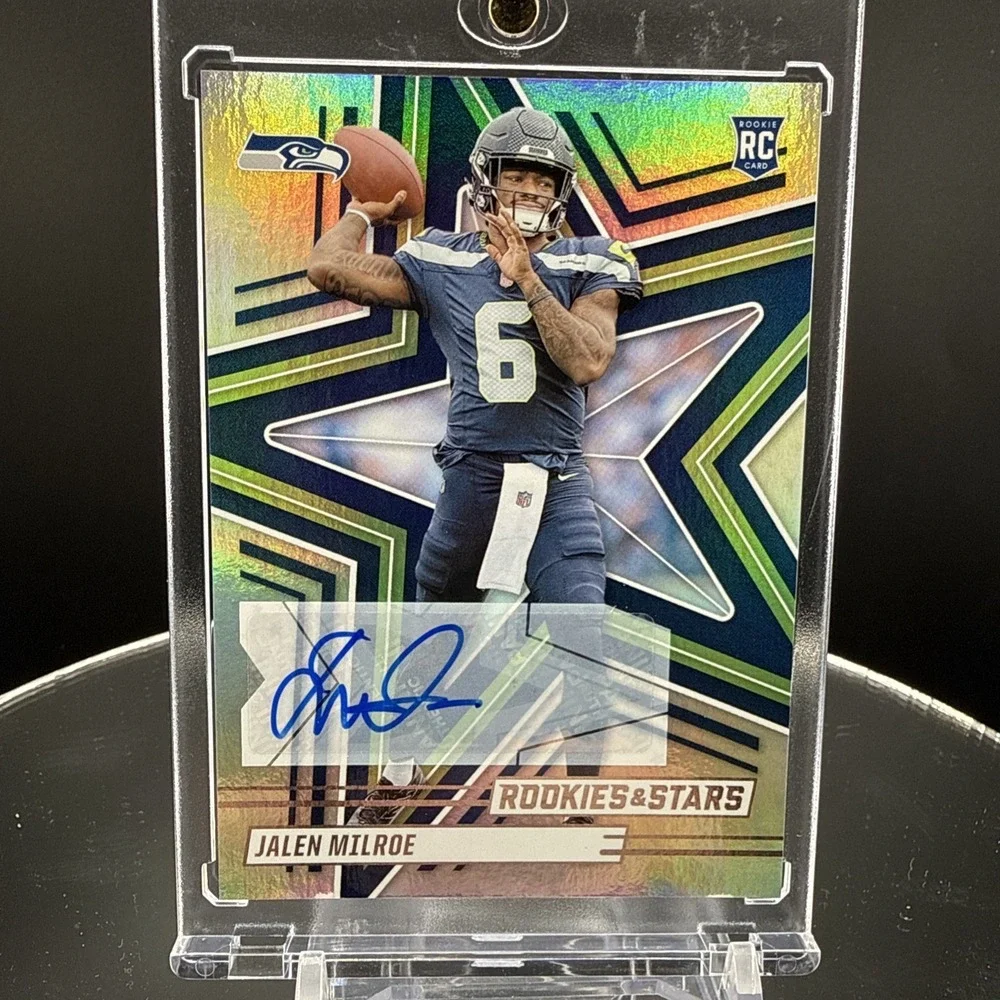 2025 Panini Rookies & Stars Jalen Milroe Rookie Autograph Card #132 Seahawks!